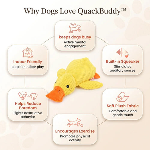 Pawsiva QuackBuddy™ Best Calming Squeaky Duck Dog Toy for Anxious Dogs - Pawsiva