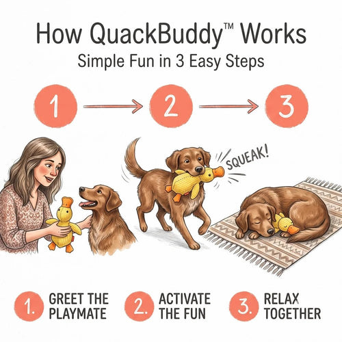 Pawsiva QuackBuddy™ Best Calming Squeaky Duck Dog Toy for Anxious Dogs - Pawsiva