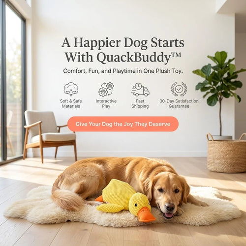 Pawsiva QuackBuddy™ Best Calming Squeaky Duck Dog Toy for Anxious Dogs - Pawsiva